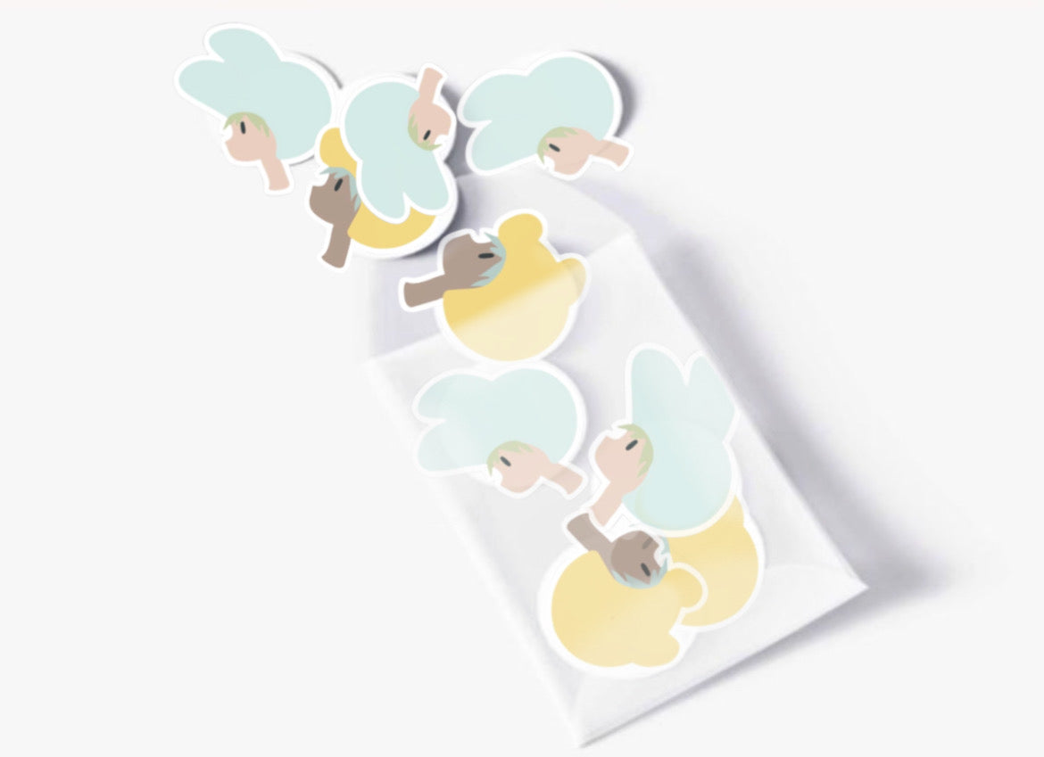 2” tooth bunny hat sticker