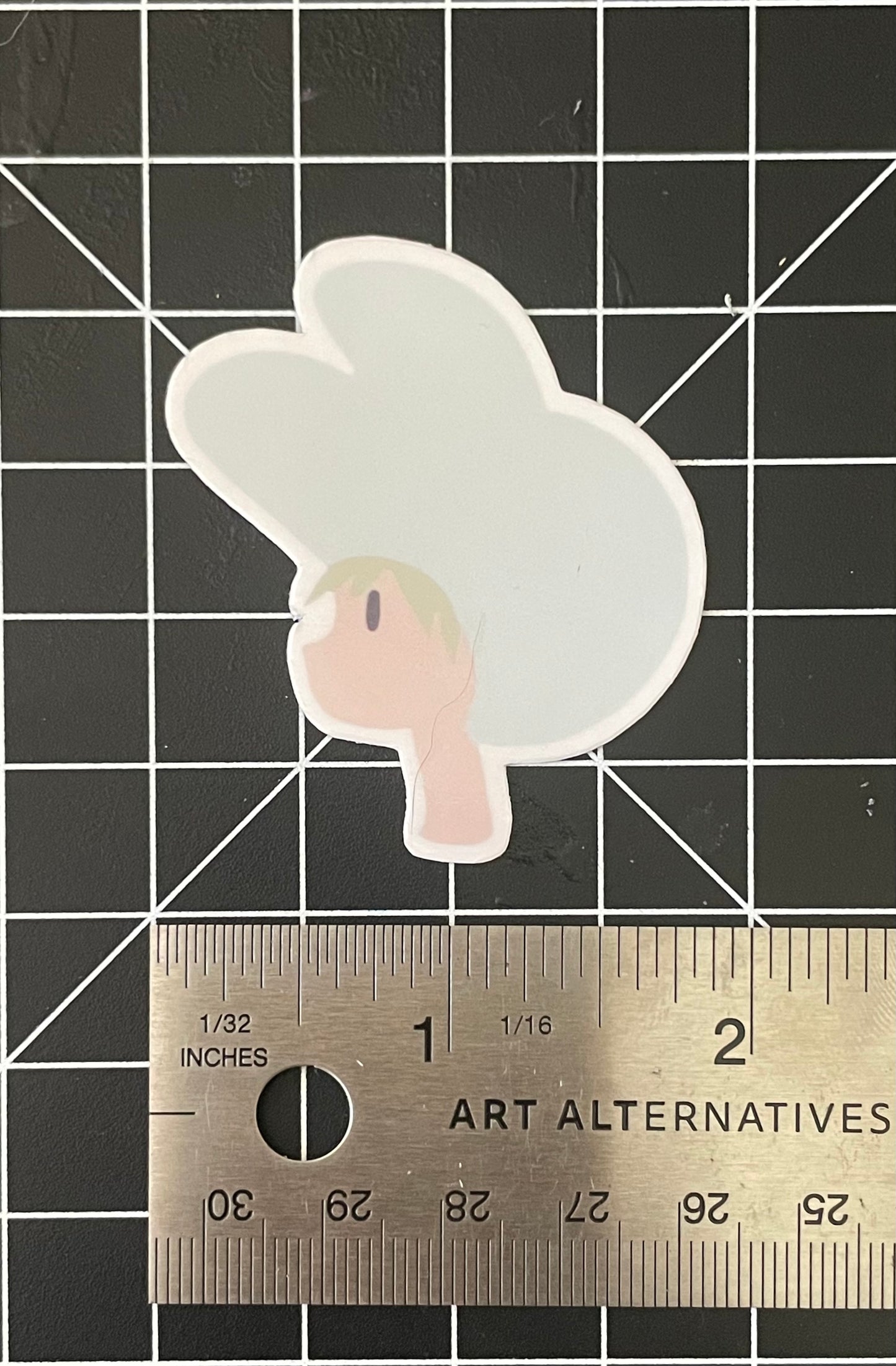 2” tooth bunny hat sticker
