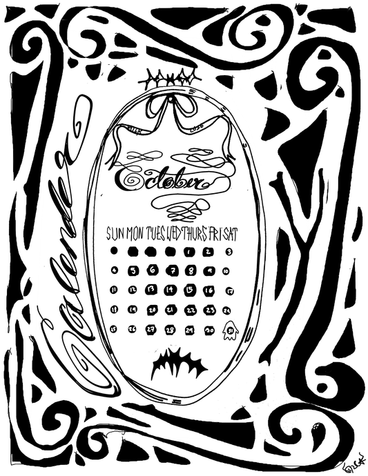 October Calendar Digital Download