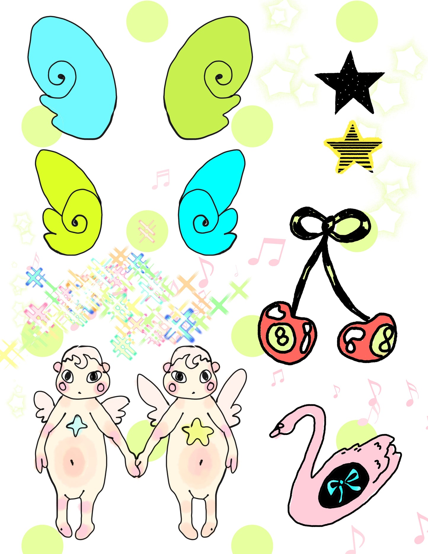 Tattoo ticket/ flash download chibi wings